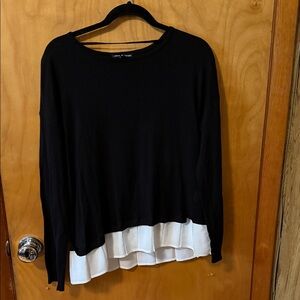 Cable & Gauge Black and White Layered Blouse